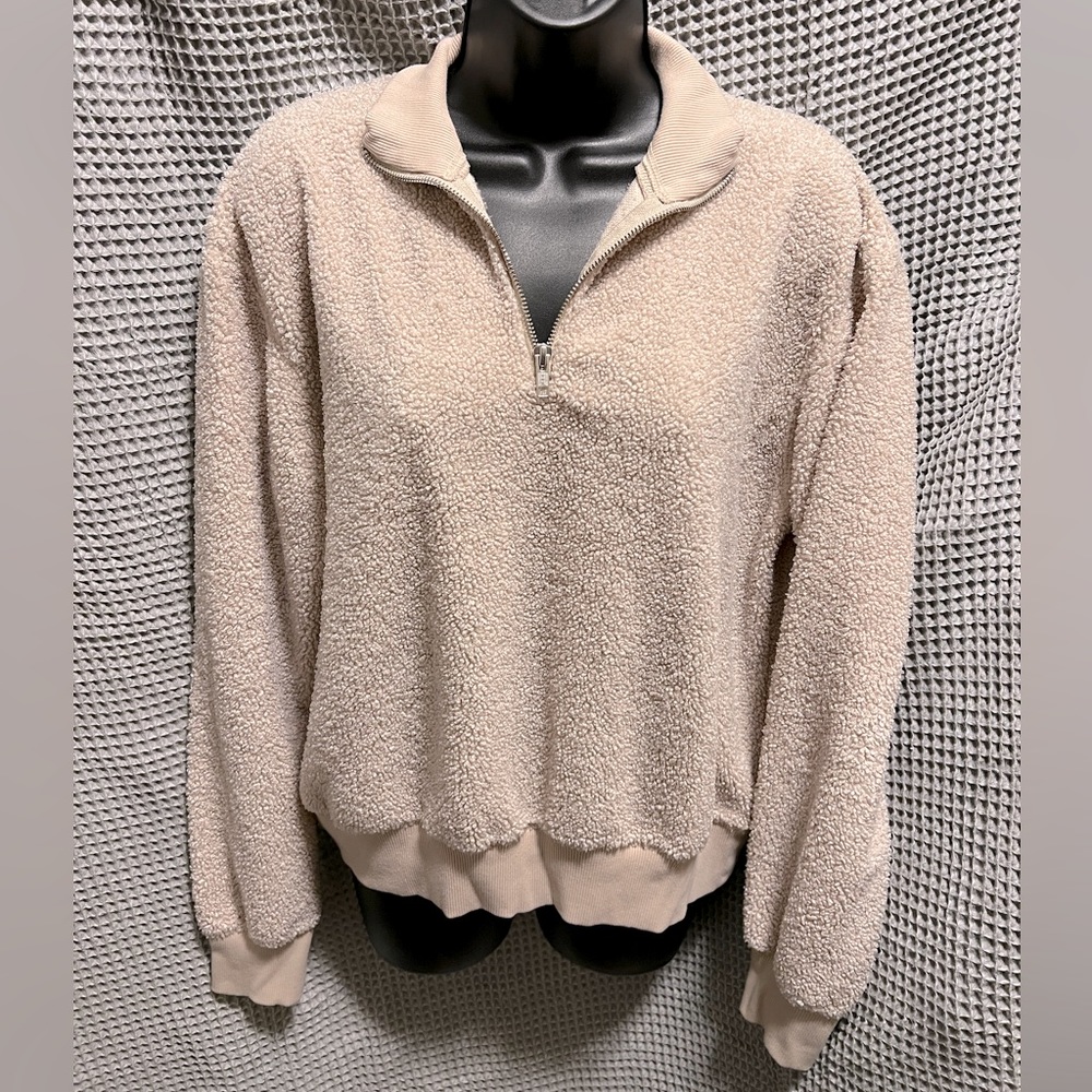 Top shop quarter zip up tunnel neck sweater